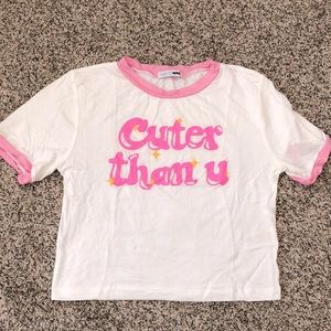 Fashionnova crop top pink/white